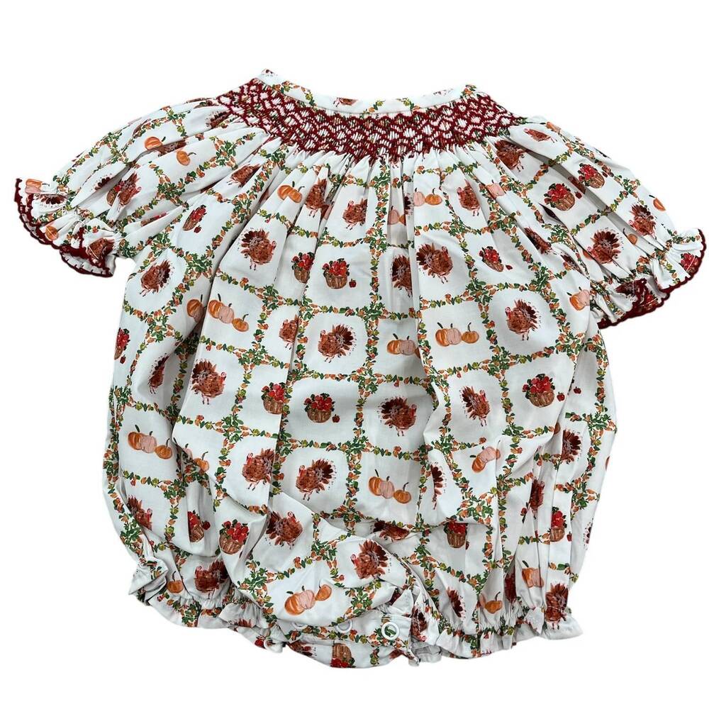 NEW SMOCKINGBIRD kids turkey tartan bubble in white